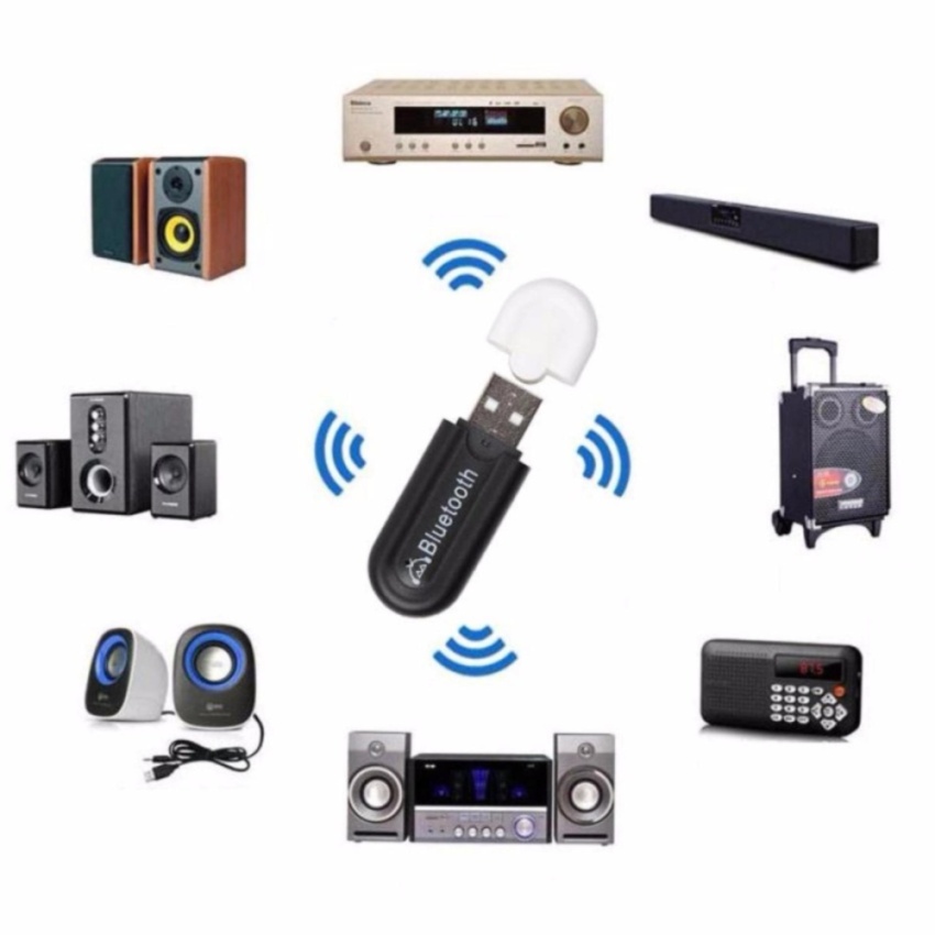 Bluetooth HJX-001 บลูทูธมิวสิครับสัญญาณเสียง 3.5mm แจ็คสเตอริโอไร้สาย USB A2DP Blutooth เพลงเสียง Transmitt รับ dongle อะแดปเตอร์สำหรับทีวีรถหูฟัง image