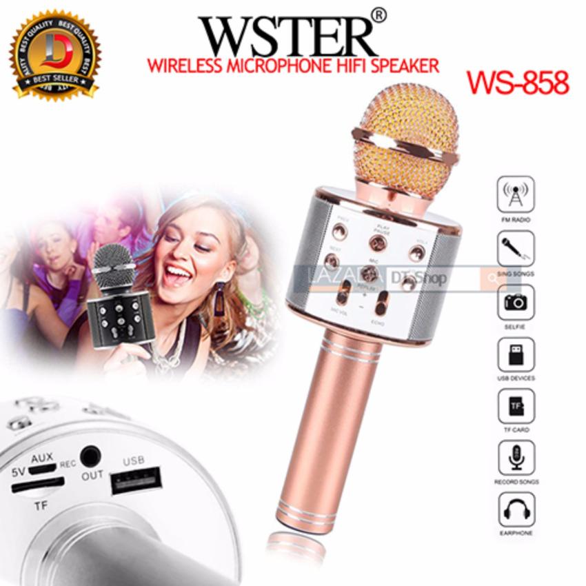 Wster เครื่องเล่นคาราโอเกะ บลูทูธ ไร้สาย ไมโครโฟนคอนเดนเซอร์ ลำโพง ในตัวเดียว รุ่น WS-858 Wster เครื่องเล่นคาราโอเกะ บลูทูธ ไร้สาย ไมโครโฟนคอนเดนเซอร์ ลำโพง ในตัวเดียว รุ่น WS-858