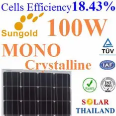 100W แผงโซลาร์เซลล์ MONO Crystalline PV Module High Cell Efficiency18.43%(Black)