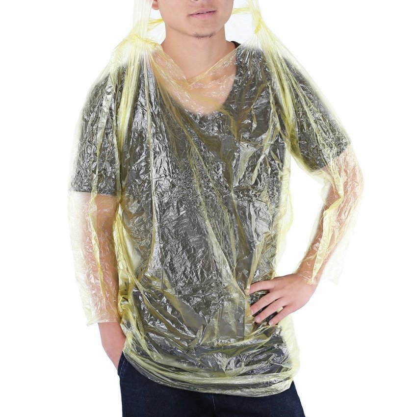 Disposable Portable Outwear Poncho Cape Raincoat Hiking Kit (Yellow) - intl