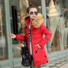 Women Long Winter Jacket Slim Female Coat Thicken Parka Down Cotton Clothing Hooded Red - intl Women Long Winter Jacket Slim Female Coat Thicken Parka Down Cotton Clothing Hooded Red - intl