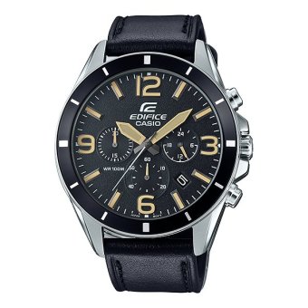 Casio Edifice Chronograph นาฬิกาข้อมือผู้ชาย สีดำ สายหนัง รุ่น EFR-553L-1B