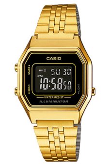 Casio นาฬิกาข้อมือ รุ่น LA680WGA-1BDF-Black/Gold