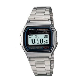 Casio นาฬิกาข้อมือผู้ชาย สีเงิน สายสเตลเลส A158WA-1DF image