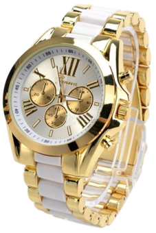 GENEVA นาฬิกาข้อมือ บอยไซส์ ใส่ได้ทั้งชายและหญิง รุ่น GP8501 (White/ Gold) สายแสตนเลส Luxuary image