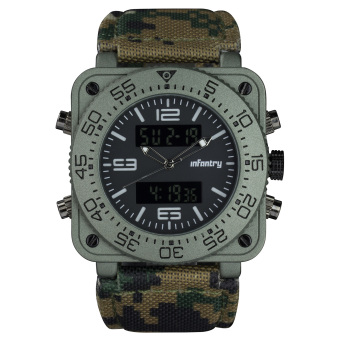 INFANTRY Mens Digital Quartz Wrist Watch Stopwatch Sport Army Tactical Leather - intl