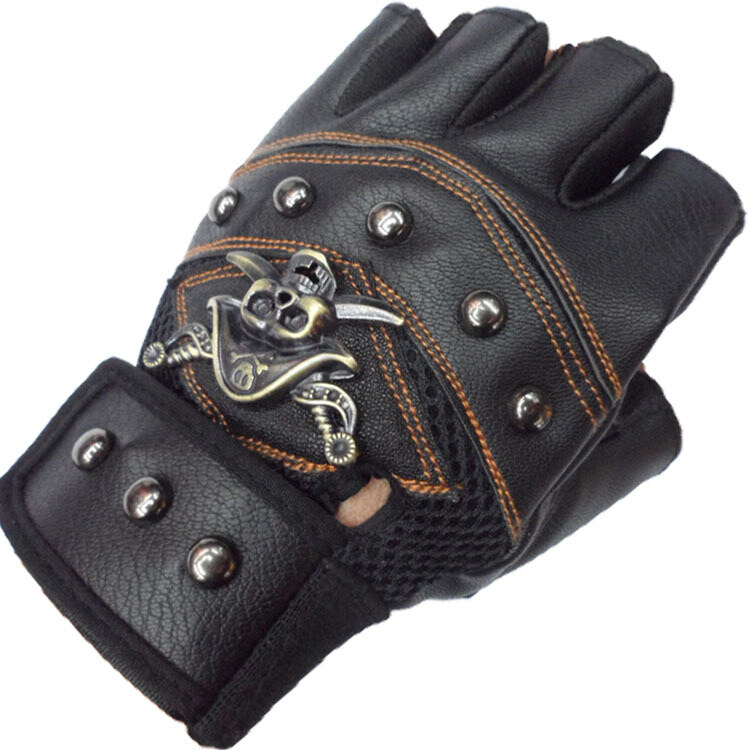 ดูภาพ Motorcycle racing driver half with rivet protection gloves (Black) เพิ่มเติม Motorcycle racing driver half with rivet protection gloves (Black)