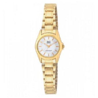 QQ Women#39;s Gold Stainless Steel White Dial Analog Casual Watch Q703-001Y - intl