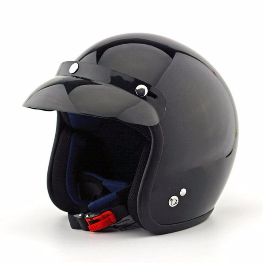 ดูภาพ Removable Visor Motorcycle Haley Helmet(Bright Black) - intl เพิ่มเติม Removable Visor Motorcycle Haley Helmet(Bright Black) - intl