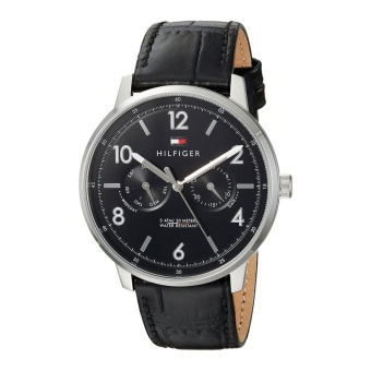 Tommy Hilfiger Watch Will Black Stainless-Steel Case Leather Strap Mens NWT + Warranty 1791356