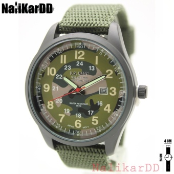 นาฬิกา US Navi (Navy Seal) นาฬิกาดีไซร์ทหาร สายผ้า/Nano/สีเขียวขี้ม้า ทรงกลม ระบบเข็ม มีวันที่