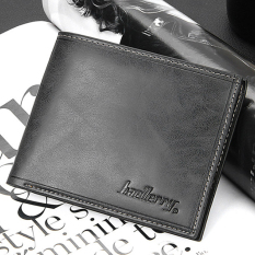Baellerry กระเป๋าสตางค์ ผู้ชาย กระเป๋าเงิน กระเป๋าตัง บาง ทรงสั้น Wallet Mens Luxury Leather Credit/ID Card Holder Baellerry Billfold Coin Purse - Black