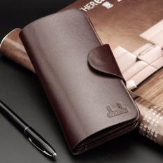 Shaishi กระเป๋าสตางค์ ผู้ชาย กระเป๋าเงิน กระเป๋าตัง บาง ทรงยาว Men Wallet Long Pattern PU Leather Wallet for Men - Dark Brown