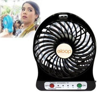 ซื้อ/ขาย eloop Mini fan พัดลมพกพา ชาร์จสายUSB ใส่ถ่าน ลมแรง (สีดำ)