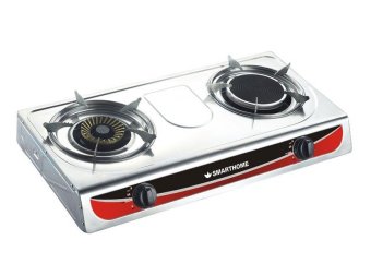 ขาย Smart home เตาแก๊สหัวคู่ ธรรมดาและอินฟราเรด SS Double Gas Stove รุ่น SMGA2H02