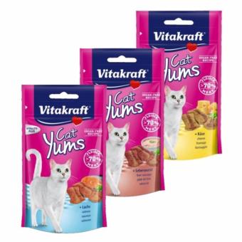 Vitakraft Cat Yums ขนมแมว ชิ้นนิ่ม สอดไส้ ขนาด 40g รสแซลมอน ตับ และชีส แบบละ 1 ห่อ Vitakraft Cat Yums ขนมแมว ชิ้นนิ่ม สอดไส้ ขนาด 40g รสแซลมอน ตับ และชีส แบบละ 1 ห่อ