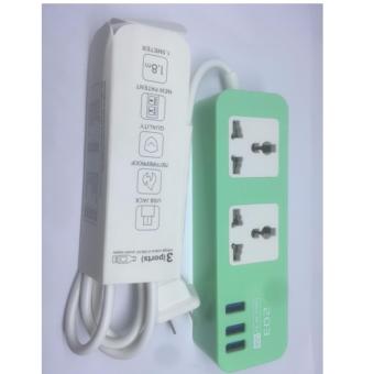 ปลั๊กไฟพ่วง 2ช่อง / USB 3ช่อง รุ่น 203 1.8 เมตร (สีเขียว)