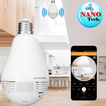 กล้องวงจรปิดรูปทรงหลอดไฟ บันทึกภาพ 360 960P 360 degree Full View Mini CCTV Camera 1.3MP Home Security WiFi