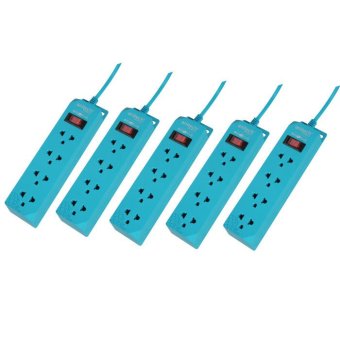 ANITECH รางปลั๊กพ่วง 4ที่ 2หลา 1สวิตช์ รุ่น H100 แพค 5 ชิ่น (สีฟ้า)