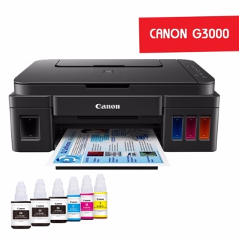 ประเทศไทย Canon G3000 เครื่องพิมพ์มัลติฟังก์ชันอิงค์เจ็ท พร้อมหมึกแท้ 1 ชุด (สีดำ 3 ขวด และสีอย่างละ 1 ขวด)