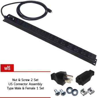 Global Media PDU รางปลั๊กไฟ 12 เต้ารับ มีเบรกเกอร์ สายไฟยาว 5 M.