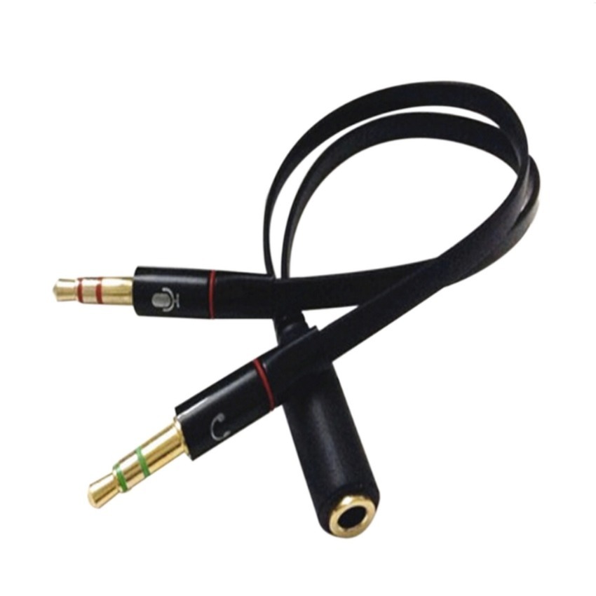 Headphone Mic Audio Y Splitter Cable Female To Dual Male Adapter Converter Durable Convenient Practical Black