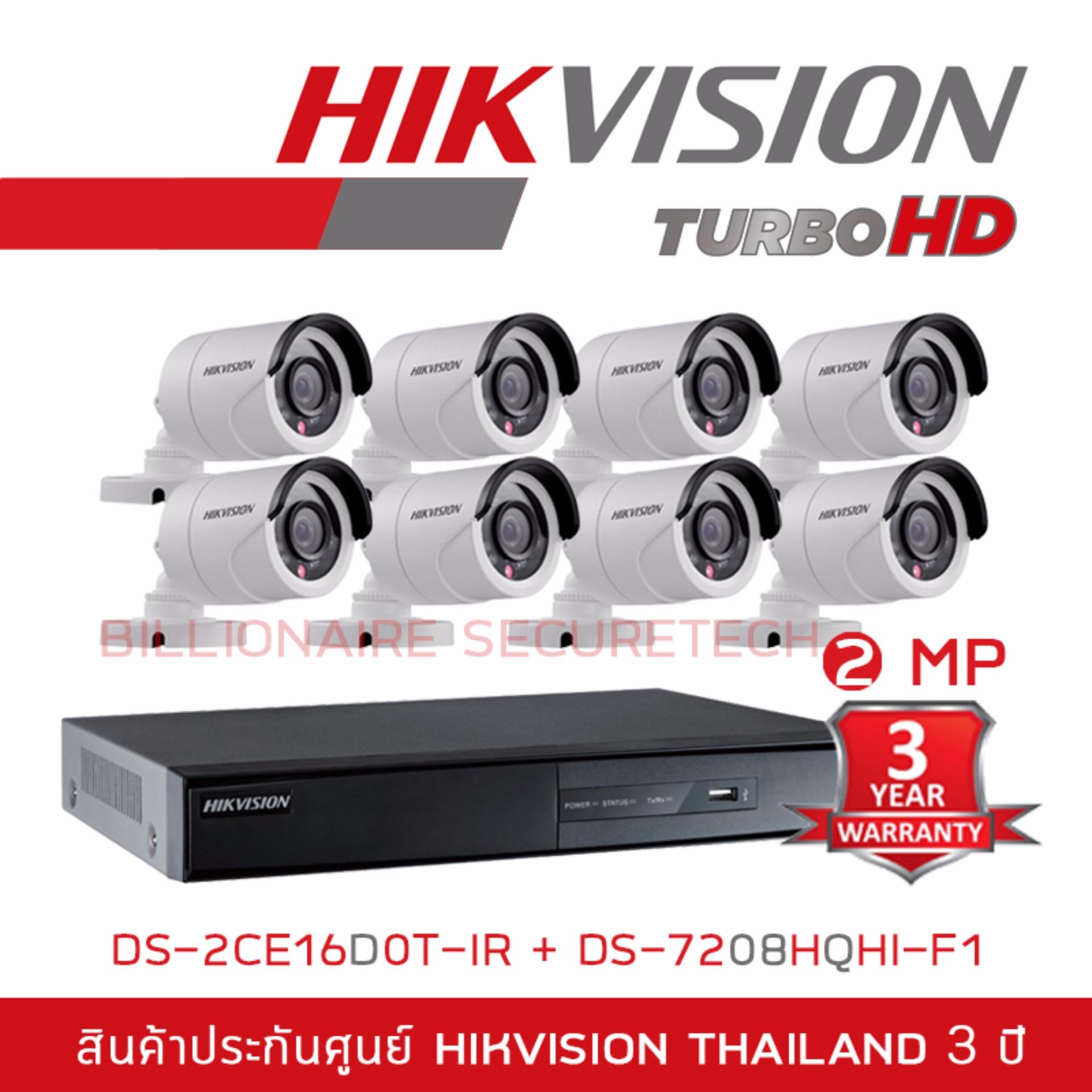 HIKVISION ชุดกล้องวงจรปิด 2 MP DS-7208HQHI-F1 + DS-2CE16D0T-IR*8 (3.6 mm) HIKVISION ชุดกล้องวงจรปิด 2 MP DS-7208HQHI-F1 + DS-2CE16D0T-IR*8 (3.6 mm)