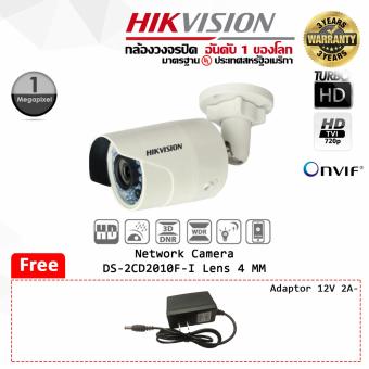 กล้องวงจรปิด Hikvision Network Camera  DS-2CD2010F-I 1.3 MP IR Mini Bullet Camera Lens 4mm  (IP)  ฟรี Adaptor 12V 2A