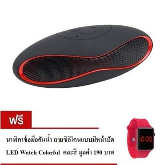 Innotech ลำโพงบลูทูธ Bluetooth Speaker Mini X6U – Black/Red ฟรี LEDWatch Colorful นาฬิกาข้อมือกันน้ำ สายซิลิโคน แบบมีหน้าปัด คละสี