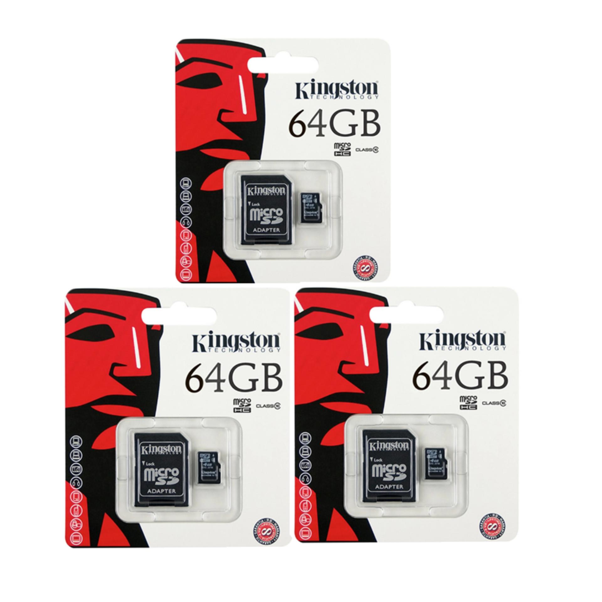 Kingston Memory Card Micro SD SDHC 64 GB Class 10 คิงส์ตัน เมมโมรี่การ์ด 64 GB รุ่น แพ็ค 3ชิ้น Kingston Memory Card Micro SD SDHC 64 GB Class 10 คิงส์ตัน เมมโมรี่การ์ด 64 GB รุ่น แพ็ค 3ชิ้น