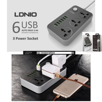 LDNIO SC3604 ปลั๊กต่อพ่วง 6ช่อง USB  3.4A