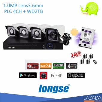 Longse PLC NVR Kits 4Ch ความคมชัด 1.0MP พร้อม WD purple 2Tb