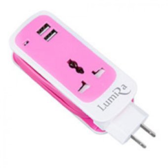 Lumira ปลั๊กไฟ สายชาร์จ Universal 3in1 USB 2 ช่อง Socket 1.5M (สีชมพู)