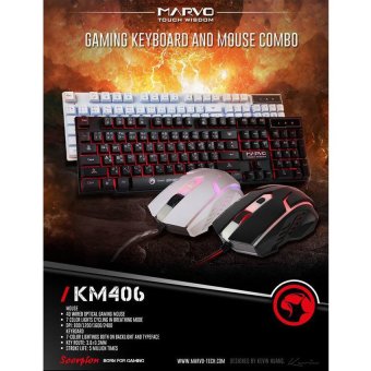 MARVO KM406 Set SEMI Mechanical Keyboard+Mouseชุด คีย์บอร์ด+เมาส์ไฟ3สี(ขาว) June 2018 - 2 MARVO KM406 Set SEMI Mechanical Keyboard+Mouseชุด คีย์บอร์ด+เมาส์ไฟ3สี(ขาว) - 2