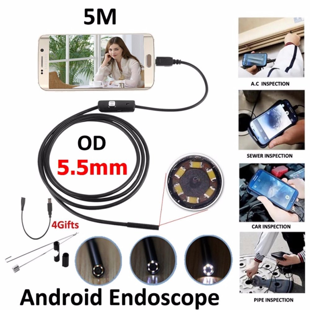 Mastersat กล้องงู ขนาด เลนส์ 5.5 mm Lens ยาว 5M ใช้ได้ทั้ง Android และ PC 2IN1 Smart Endoscope Inspection Borescope Inspection Wire HD Camera Mastersat กล้องงู ขนาด เลนส์ 5.5 mm Lens ยาว 5M ใช้ได้ทั้ง Android และ PC 2IN1 Smart Endoscope Inspection Borescope Inspection Wire HD Camera