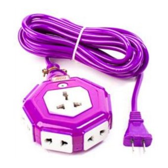 Orbia ปลั๊กไฟ 6 เหลี่ยม สายยาว 5 M. ชนิดพกพา purple