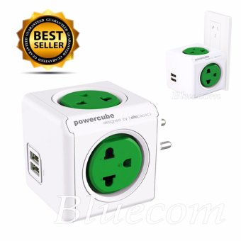 PowerCube ปลั๊กไฟ 4 ช่อง USB 2 ช่อง รุ่น Original USB - สีขาว/เขียว 