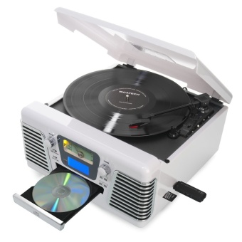 RICATECH เครื่องเล่นแผ่นเสียง Retro Turntable 5-in-1 รุ่น RMC100(White)