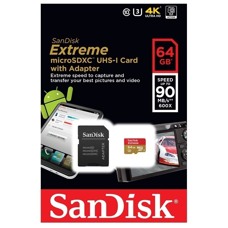 SanDisk 64GB Extreme Micro SD 600x (90MB/s) SanDisk 64GB Extreme Micro SD 600x (90MB/s)