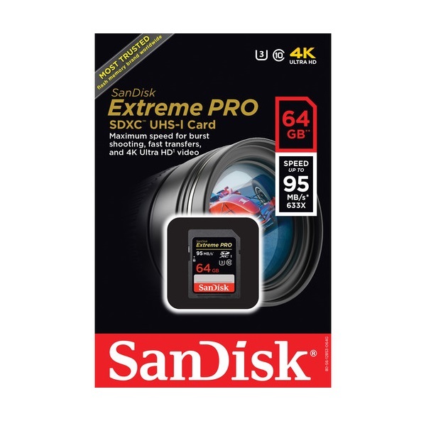 SanDisk 64GB Extreme PRO SDXC 633x (95MB/s) SanDisk 64GB Extreme PRO SDXC 633x (95MB/s)