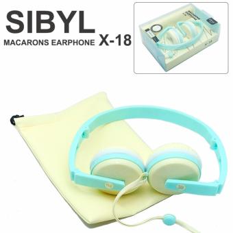 Sibyl หูฟังมาการอง แบบครอบหู MACARONS EARPHONE รุ่น X-18(สีฟ้า/ครีม)