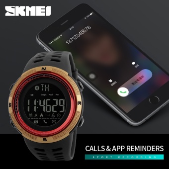 ชายสมาร์ทนาฬิกาสปอร์ตใหม่ SKMEI ยี่ห้อบลูทู ธ แคลอรี่ Pedometerแฟชั่นนาฬิกาผู้ชาย 50M กันน้ำนาฬิกาดิจิตอลนาฬิกาข้อมือ -สนามบินนานาชาติ