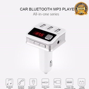 tesia ของแท้100% บลูทูธในรถยนต์ B12 Bluetooth MP3 Player HandsfreeCar Kit AUX Hands Free FM Transmitter With LCD 3*USB Car ChargerCigarette Lighter  