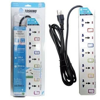 Toshino รางปลั๊กไฟกันไฟกระชาก 5 ช่อง 5 สวิตช์ 2.7 เมตร E-915 (White)