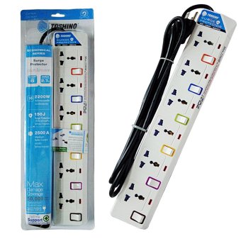 Toshino รางปลั๊กไฟกันไฟกระชาก 6 ช่อง 6 สวิตช์ 2.7 เมตร E-916 (White)
