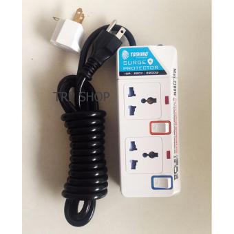 TOSHINO Surge Protector ปลั๊กไฟ แบบ2สวิตช์ 2 ช่องเสียบยาว2.7เมตร รุ่น E-912 white สีขาว
