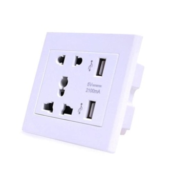 หน้ากากเต้าปลั้กไฟ มี usb 5V2.1A outlet WALL SOCKETติดในผนัง (White) ขาย หน้ากากเต้าปลั้กไฟ มี usb 5V2.1A outlet WALL SOCKETติดในผนัง (White)