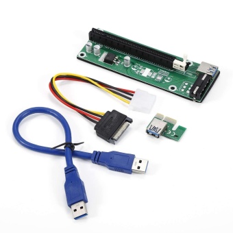 USB3.0 PCIE Express 1x to 16x Extender Riser Card Adapter SATA Power Cable Green - intl USB3.0 PCIE Express 1x to 16x Extender Riser Card Adapter SATA Power Cable Green - intl