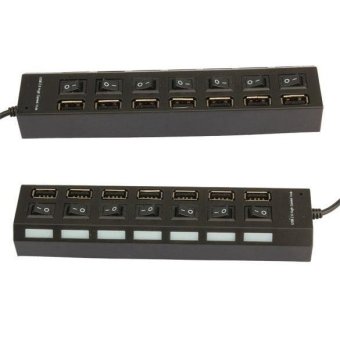VAKIND 7 Port USB Cable 2.0 Hub On Off Sharing Switch For Laptop Mac (Black) - intl
