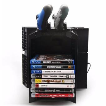 Vertical Stand with Dual Dock Station Charging Station charger Games Storage Tower for Sony PlayStation 4 PS4 Ps 4 Controller Gamepad Console Game Disc